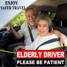 Miss Kiss 3PCS Elderly Driver Car Magnet Sign, Magnet for Car Please Be Patient to Old Grandma and Grandpa, Gag Prank Gifts for Women, Men, Senior Citizen Drivers Funny Joke 10 * 4 Inch (RED)