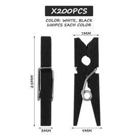 200 Pieces Of Mini Wooden Shelves, Mini Photo Racks, Wooden Clothespins, Picture Clips, Small Clips For Crafts, Diy Accessories (White, Black)