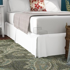 Luxury Pleated Bedskirt Queen Size 24 Inch Drop Split Corners - Hotel Luxury 1800 Ultra-Soft Tailored Drop Box Pleated Styling Dust Ruffled - White Pleated Bed Skirt - Easy Fit Bed Skirt