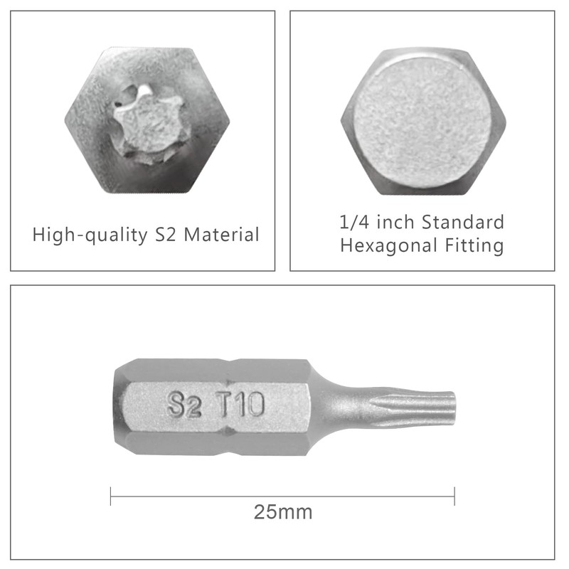 DAKCOS T10 Torx Bit Assortment from S2 (Length: 25 mm,