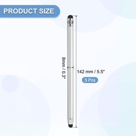 PATIKIL 5 Pcs Stylus Pens for Touch Screens, 2 in 1 High Sensitivity Universal Pen Capacitive Stylus for Phone Tablets Laptop Touch Screen Device, Silver