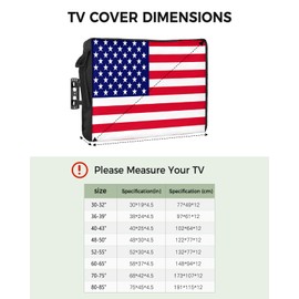 American Flag Outdoor TV Cover 36 to 39 Inches Weatherproof & Waterproof, Red Striped Blue Star Outdoor TV Enclosure with Remote Control Pocket, The USA Flag TV Screen Protectors for Outside TV