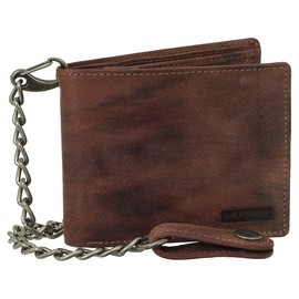 Luxury leather biker purse with chain wallet, 12.5 cm Colours: black, brown and beige., brown