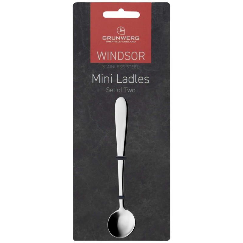 Grunwerg Windsor Carded 2-Piece Mini Ladle Set 2MLWDR/C, 18/0 Stainless