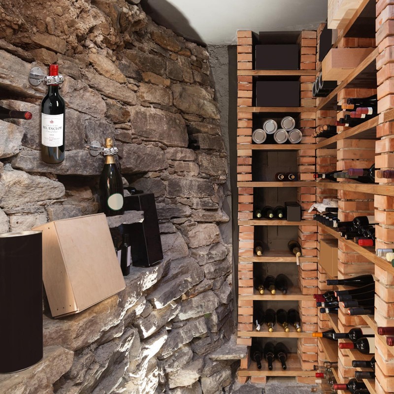 BesFatcn Wall Mounted Single Wine Rack, 2 pcs Metal Wine