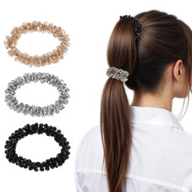 3 Pcs Rhinestone Hair Scrunchies, Sparkly Hair Accessories Ponytail Clip, Crystal Hair Ties, Fancy Elastic Hairband for Women and Girls Hair Accessories