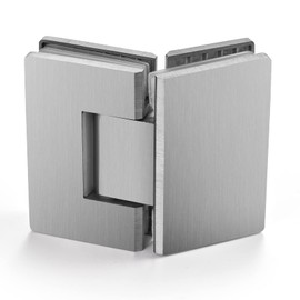 Ranbo Heavy Duty 135 Degree Shower Glass Door Hinge, Solid 5mm 304 Stainless Steel, Glass-to-Glass Mount,for 5/16"-1/2" (8mm-12mm) Frameless Doors, One-Piece Precision Cast, Brushed Nickel, 1 PC