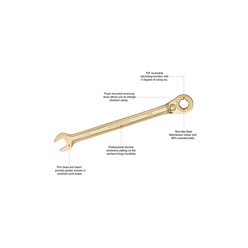 STARWORK 6-Point SAE 15° Offset GPlating™ Reversible, Non-Slip, Long Pattern,