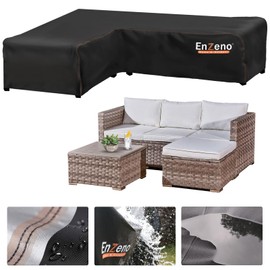 Enzeno l shaped garden sofa covers waterproof,420D Oxford Fabric outdoor sofa cover, Rattan Corner Furniture Cover with Waterproof Tape (140x210x75cm) Right Side Long