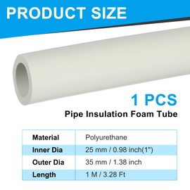 PATIKIL Pipe Insulation Foam Tube, 1" ID x 3.28Ft Foam Pipe Cover Foam Tubing for Handle Grip Support AC Unit Exercise Machine Roof Rack, White