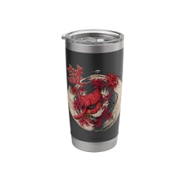 Higanbana or spider lily with Japanese Tengu mask graphic Stainless Steel Insulated Tumbler