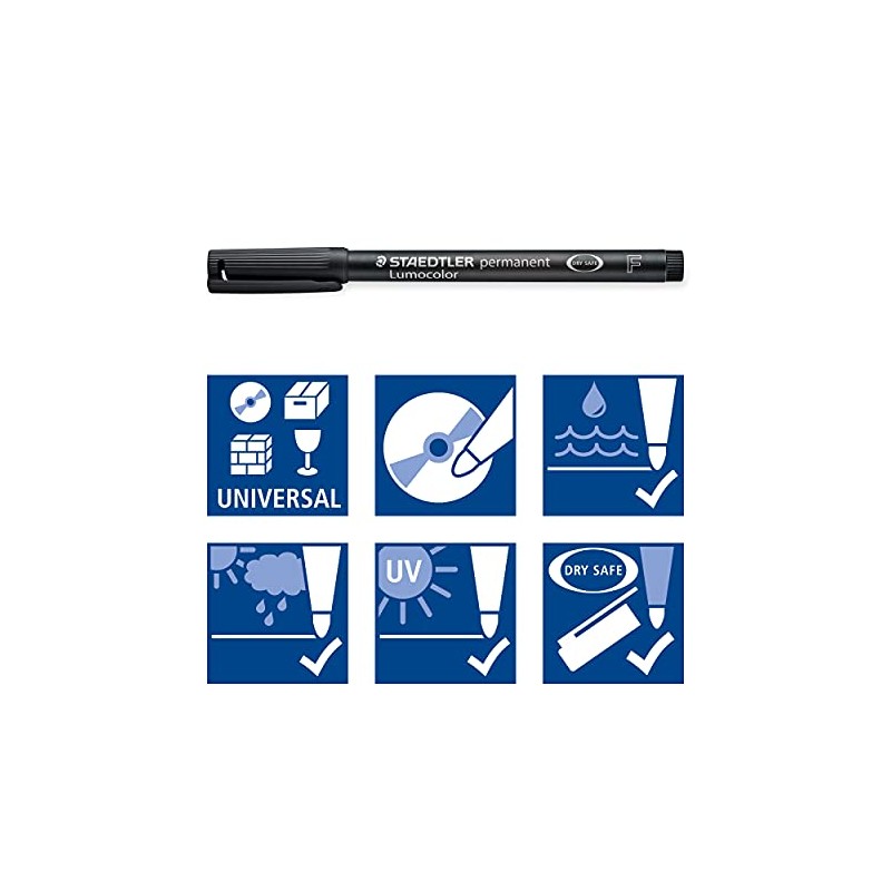 Staedtler 318-9 Rotuladores permanentes de punta fina Lumocolor, caja con
