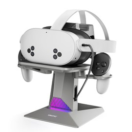 ANNAPRO CD1 Charging Dock for Meta Quest 3S/Quest 3/Quest 2, with Extendable Charging Cable for Charging VR Headset, RGB Charging Station Accessories Compatible with Elite Strap and Controllers