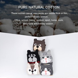 Ambielly Colorful Cute Animal Design Patterned Women's Casual Cotton Socks (SD-160521B)/Size 5-8/Pack