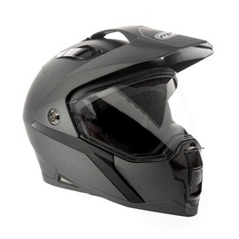MMG Dual Sport Off Road Motorcycle Full Face Helmet Dirt Bike ATV Flip-Up Visor (Model 23) - Gray, Medium