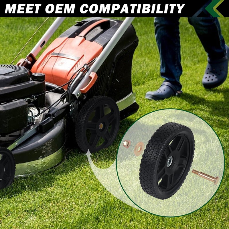 CheeMuii 10 Inch Lawn Mower Wheels 2 Pack 10" Push