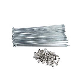 INFINAUTO 40pcs Bicycle Carbon Steel Spokes 12G Bike Spoke 210mm Length with Nipples for Most Bicycle Silver Tone Stylish Design