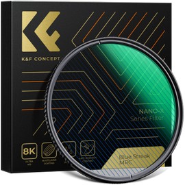 K&F Concept 77mm Bue Streak Effect Lens Filter (2mm) Anamorphic Optical Glass Light Flare Effect Filter for Camera Lens