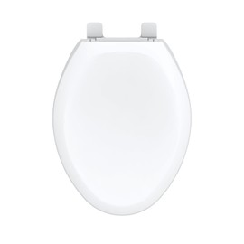 Gerber Elongated Toilet Seat with Cover, Standard Close, Quick & Easy Install, Heavy-Duty Plastic, Adjustable Fit for Standard Elongated Toilets, Durable & Fade-Resistant, White G0099216