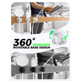 9 Pack Magnetic Cable Clips - gliship [Upgraded 360° Rotatable] Cord Organizer, Strong Magnetic Cord Holder, Adhesive Wire Keeper, Phone Cord Holder, Nightstand Wire Keeper Desk Decor, Tidy Helper