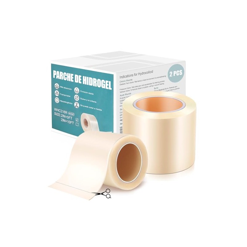 Cinta Hydrocolloid Roll 1.5m x 2PCS, Vendajes de Parches Hidrocoloides