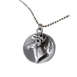 Hastings Pewter Company Lead Free Pewter White Tail Deer Necklace with Stainless Steel Ball Chain Jewelry