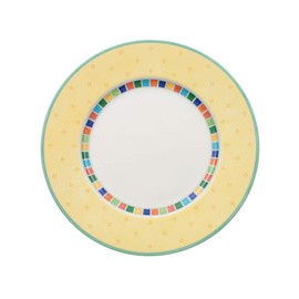 Villeroy & Boch Twist Alea Limone Dinner Plate, 10.5 in, Premium Porcelain, White/Yellow