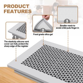 ENUODA Floor Vent Covers for Home Floor 2 Pack Silicone Baby Proof Vent Covers Air Vent Covers for Wall Ceiling Vent Register Protect Small Items from Falling (Fit for 4"x10" Vent, Grey)