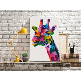 murando - Painting by Numbers Giraffe Colourful 40 x 60 cm Painting Set with Wooden Frame on Canvas for Adults Children Painting Hand Painted Kit DIY Gift Decoration n-A-0912-d-a