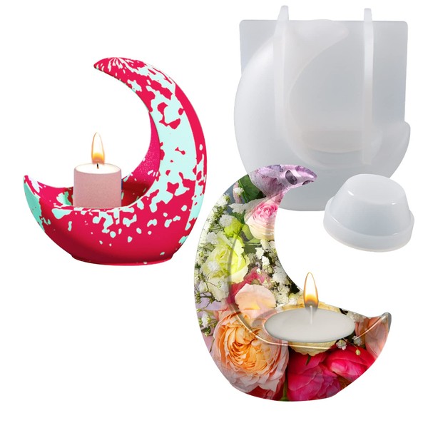 Candle Holder Silicone Resin Mold, 3D Moon Resin Mold, Moon