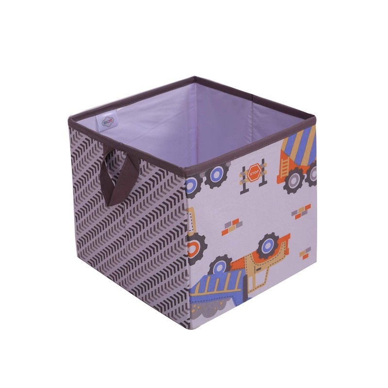 Bacati - Small Storage Tote Construction Yellow/Orange/Grey/Blue Boys 10 X