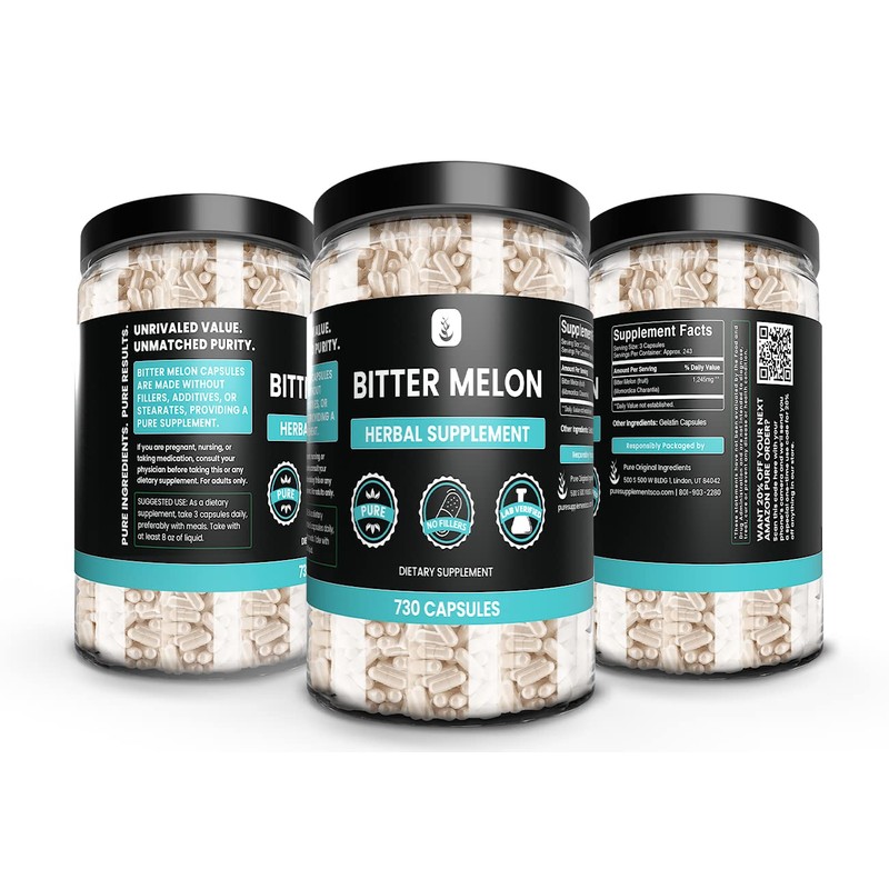 PURE ORIGINAL INGREDIENTS Bitter Melon Extract (730 Capsules) No Magnesium