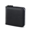 AfitLulu Men's Wallet with Zipper, Carbon Leather Bifold Wallets For