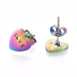 Unbranded Stainless Steel Stud Earrings Earring Backs Heart Love Valentine's Day A168