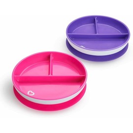 Munchkin Stay Put Divided Suction Plates, Pink/Purple