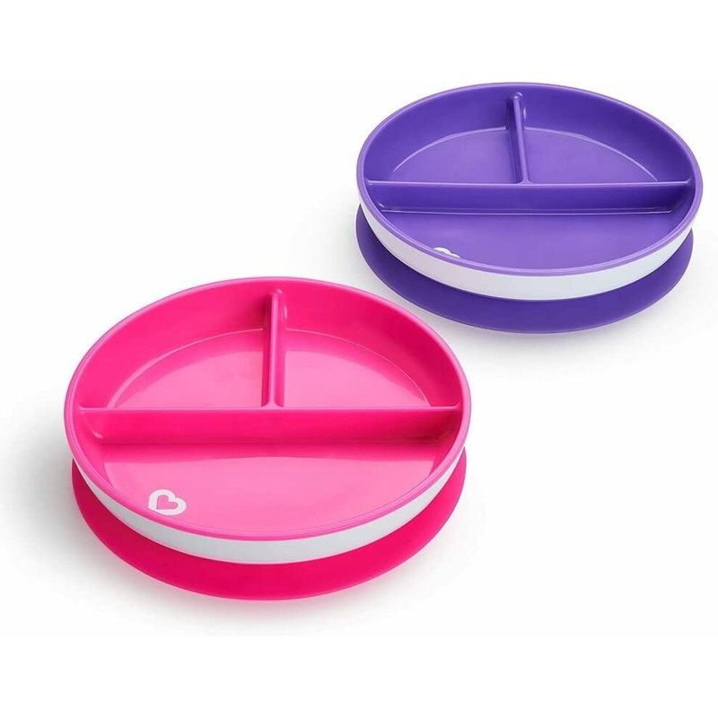 Munchkin Stay Put Divided Suction Plates, Pink/Purple