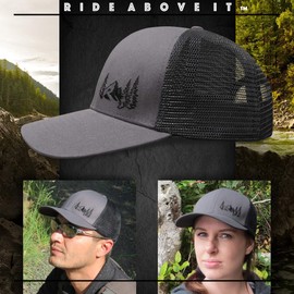 Grace Folly Trucker Hat for Men or Women- Many Cool Designs (Mountain- Gray)