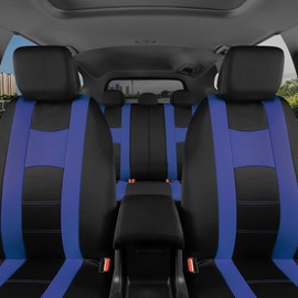 BDK carXS Seat Covers for Cars, Blue Two-Tone with Matching Back Seat Cover, Made to Fit Most Auto Truck Van SUV, Interior Car Accessories, Full Set