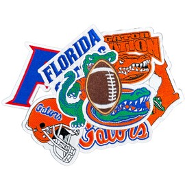 9PCS Florida Iron On Patches，Embroidered Applique Football for Jeans, T-Shirts, Hats, Backpacks & Sports Gear.
