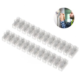 2 Pack of Clear Electrical Connector Blocks, 30 A 12 Way Cable Connector Brass Terminal Block Strip Choc Block Connector for Wiring Cable Easy Attachment Holes Multiple Outlet Connecting Design