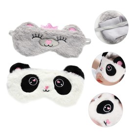 BIUDECO 2Pcs Cute Panda Bear Eye Masks Cartoon Sleep Masks for Light Blocking for Meditation Travel Nap and Comfortable Elastic Headband for All Night Use