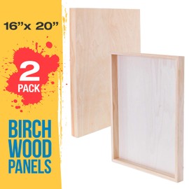 U.S. Art Supply 16" x 20" Birch Wood Paint Pouring Panel Boards, Gallery 1-1/2" Deep Cradle (Pack of 2) - Artist Depth Wooden Wall Canvases - Painting Mixed-Media Craft, Acrylic, Oil, Encaustic