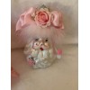 HEAD SHABBY PINK GLASS SANTA HEAD ORNAMENT W PINK ROSES