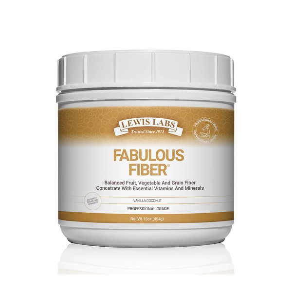 Lewis Labs Fabulous Fiber Powder Supplement | Delicious Quick Dissolve Daily Fiber Powder from Fruits, Vegetables & Grains | Professional Grade Vitamins & Minerals Proudly Made in The USA | 16 Ounces