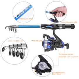LEOFISHING Light Weight Kids Fishing Pole Telescopic Fishing Rod and Reel Combos with Full Kits Lure Case and Carry Bag for Youth Fishing and Beginner 130CM Blue (Blue, 130cm)
