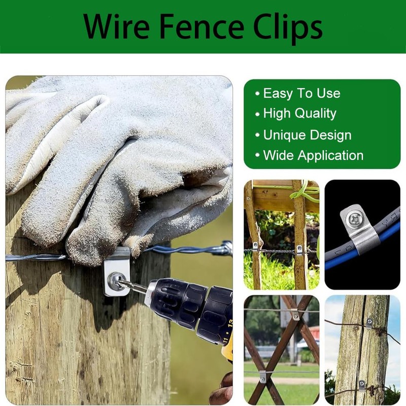 Pack of 200 Fence Wire Fence Clips Stainless Steel Wire