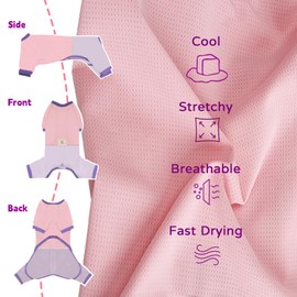 TONY HOBY Dog Pajamas Clothes for Small Dogs, Girl Boy Soft Strechy Summer Puppy Clothes with Adjustable Buckle, Cute 4-Legged Dog Onesie Jammies Outfits Shirts for Recovery(Pink, Small)