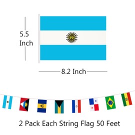 2 Pack Latin America 33 Countries Flag, 50 Feet Latino International Small Mini Banner Flag for Patriotic Events, Sports, Bars Decorations, Decorations Supplies (2)