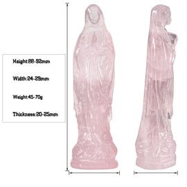 Nupuyai 9 cm Rose Quartz Stone Virgin Mary Figure, Crystal Madonna Figure Gemstone Worry Stone Healing Stone Mother Mary Statue Catholic Religious Gift Office Home Decoration