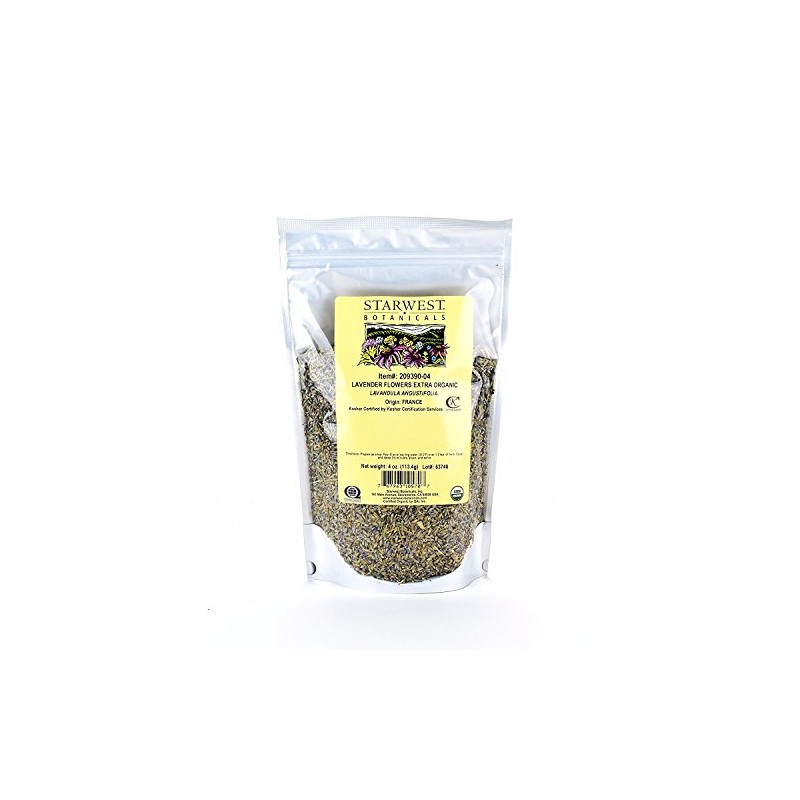 Starwest Botanicals Organic Dried Lavender Flowers Extra Grade, 4 Ounces
